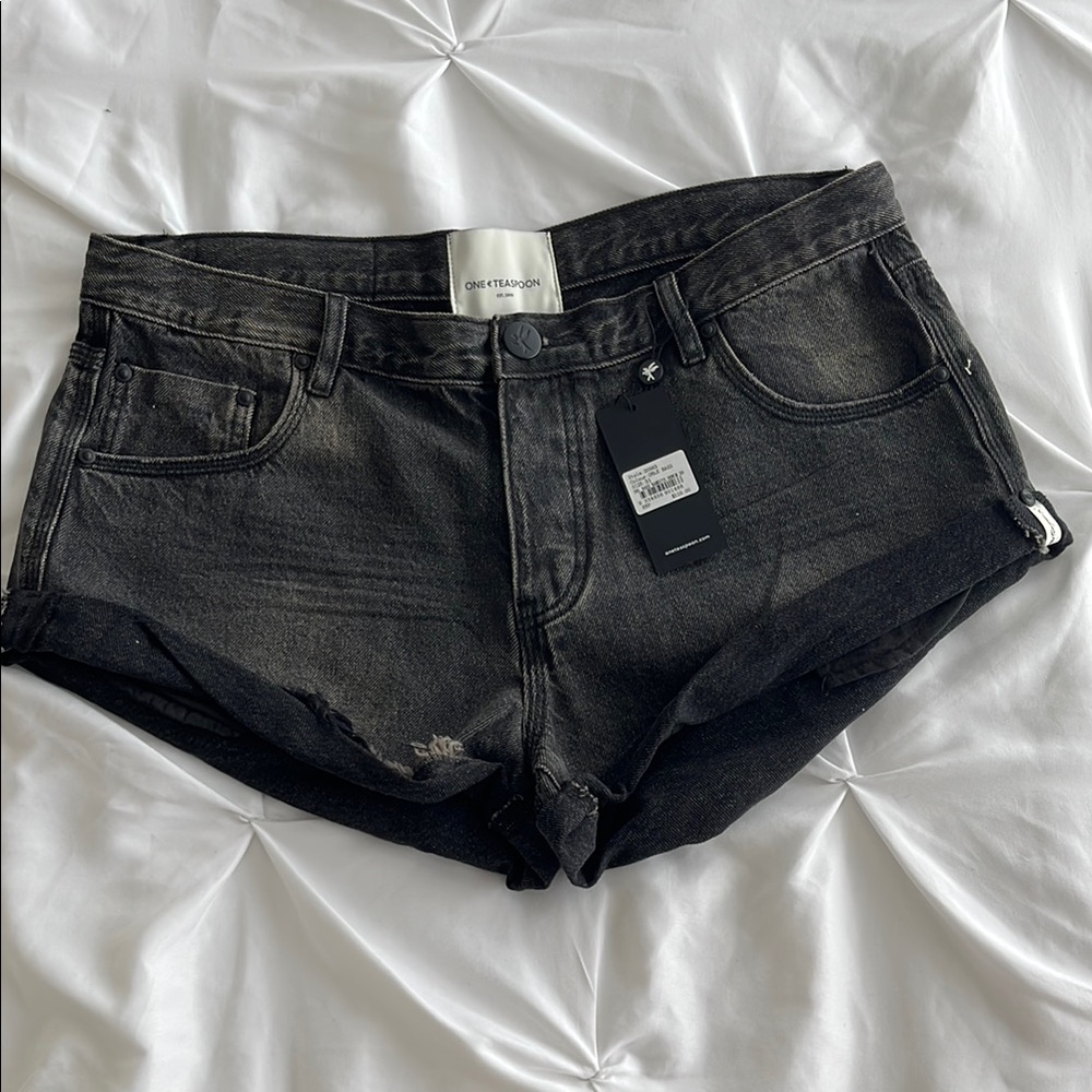NWT One Teaspoon Bandits Low Waist Denim Shorts - Archived Double Bass Black
